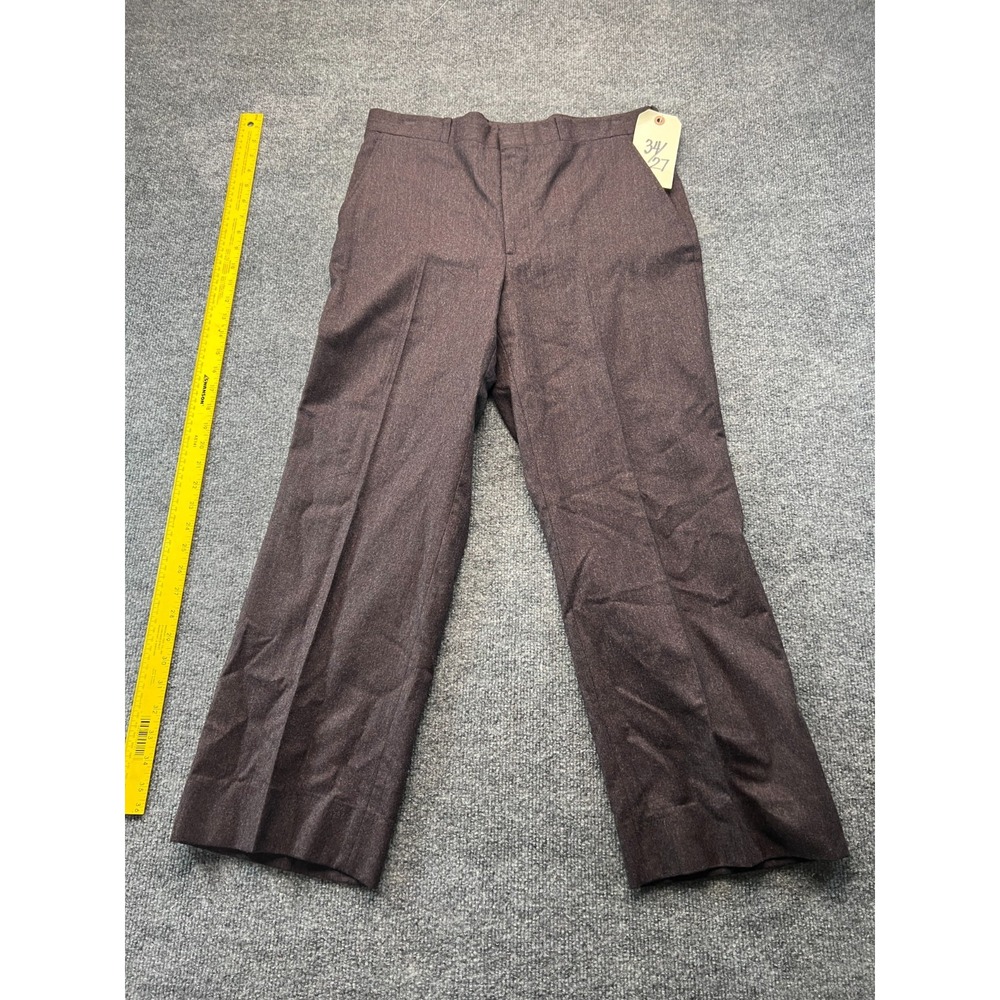 Vtg 80s Academy Award Clothes Champion Dress Pants Mens 34x27 Brown Wool Career